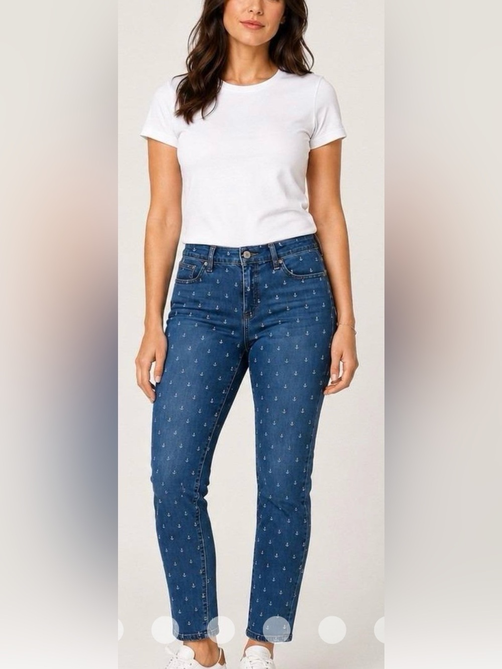 Talbots Dark Blue Skinny Jeans with White Polka Dots